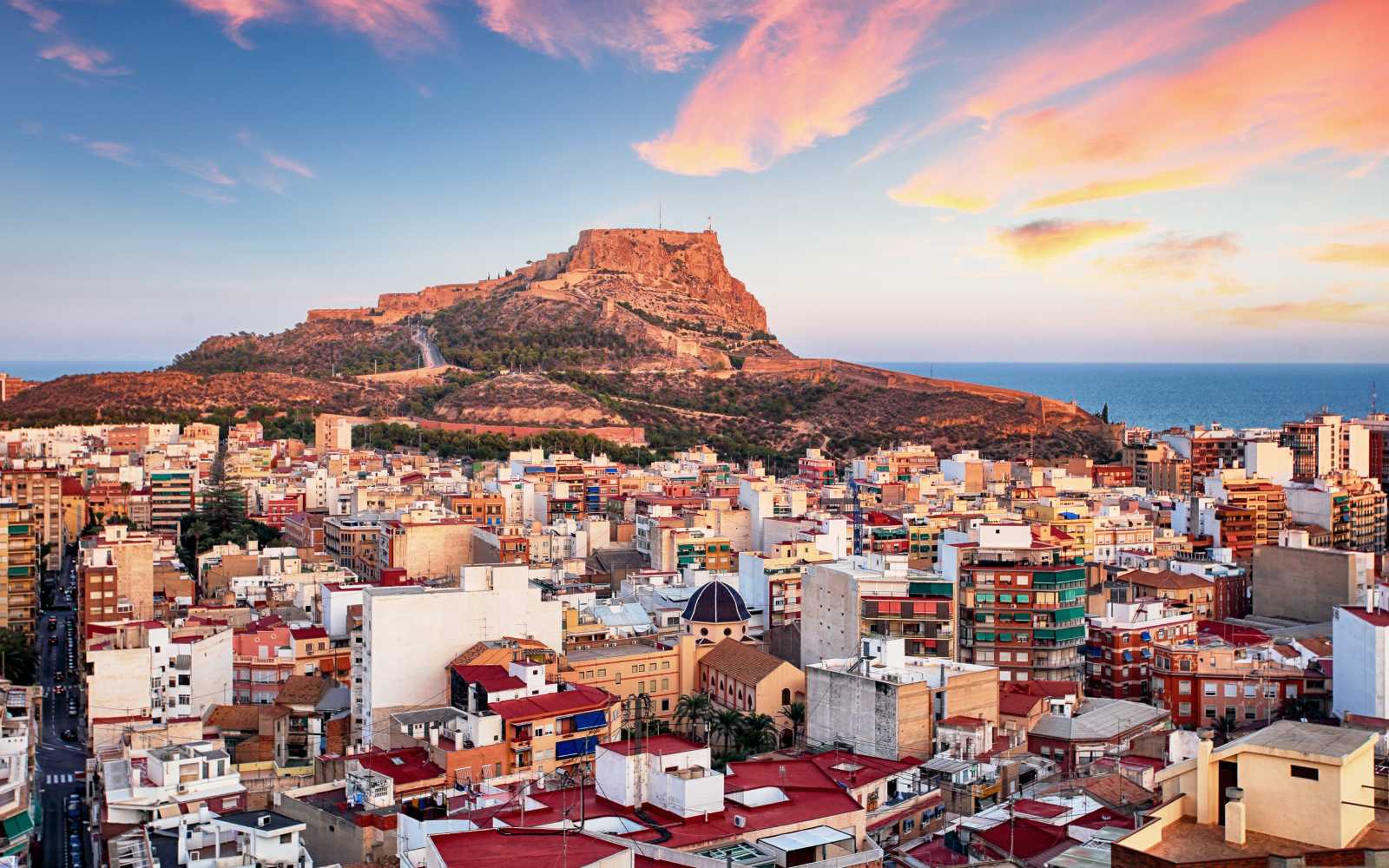 Alicante - Spain, View of Santa Barbara Castle on Mount Benacantil