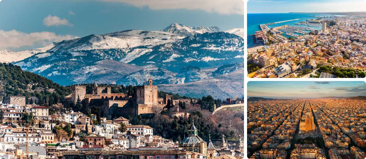 Alicante, Sierra Nevada, Barcelona