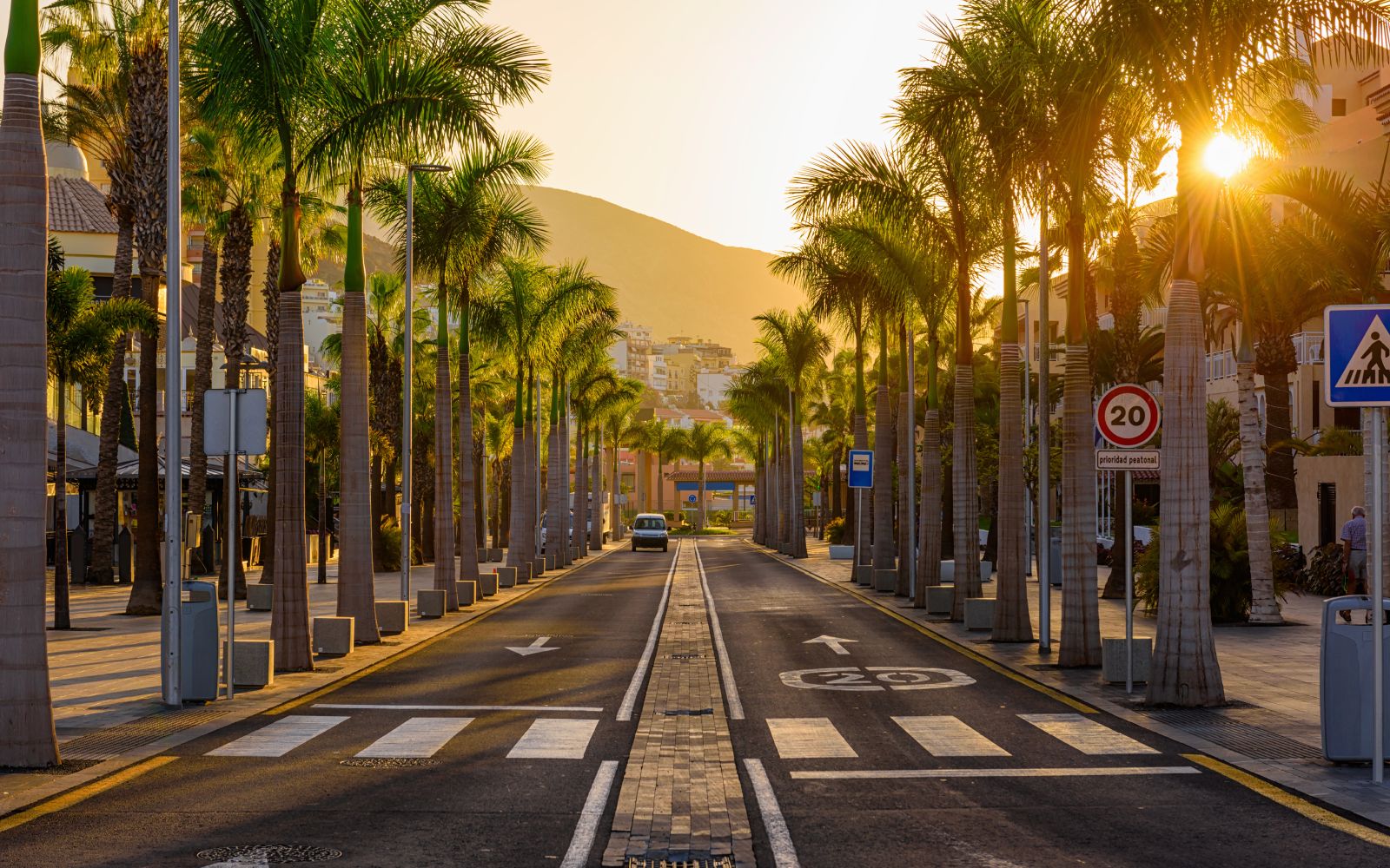 Avenue las Americas in Playa de la Americas on Tenerife, Canary Islands in Spain.