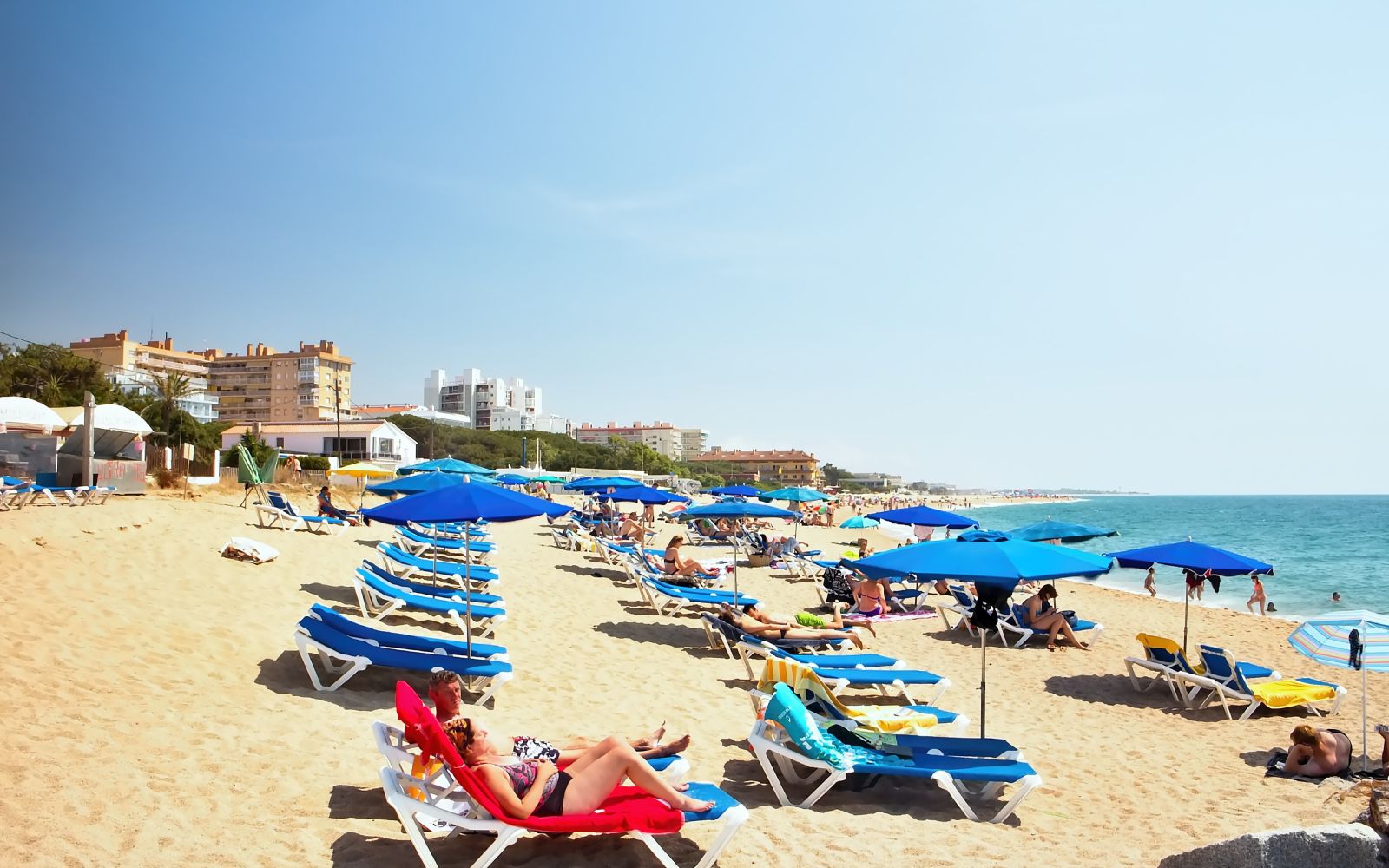 Bahama Brisa Beach in Malgrat de Mar, Spain. Costa del Maresme.