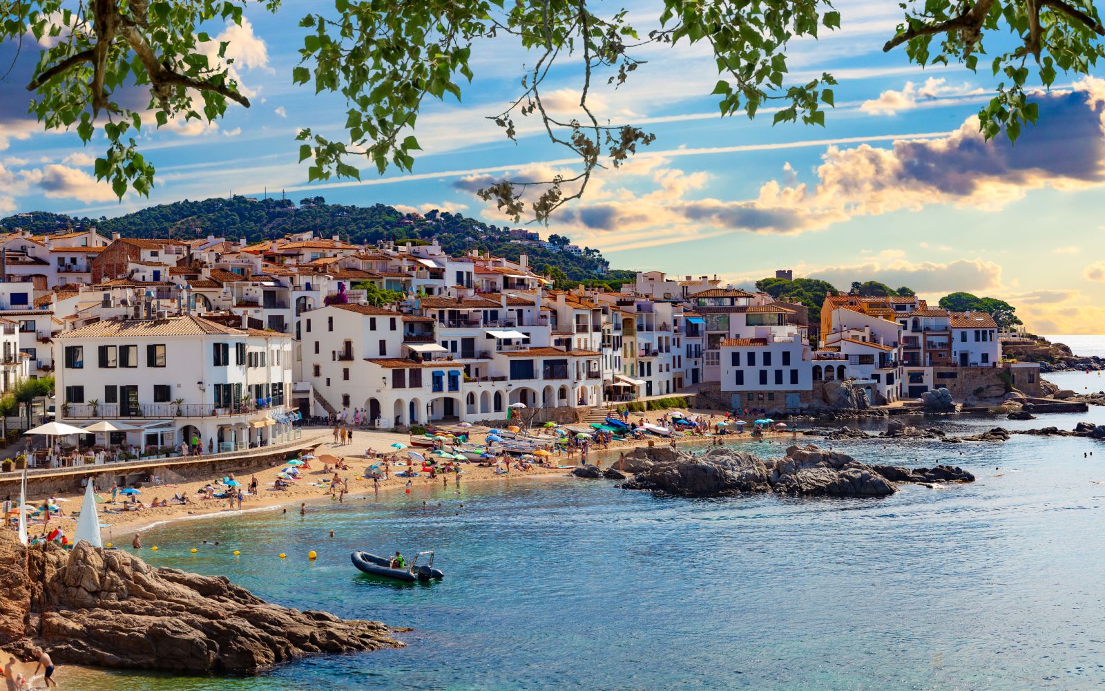 A picturesque coastal village. Calella de Palafrugell, a traditional fishing village with whitewashed walls and a popular tourist and holiday destination on the Costa Brava, Catalonia, Spai