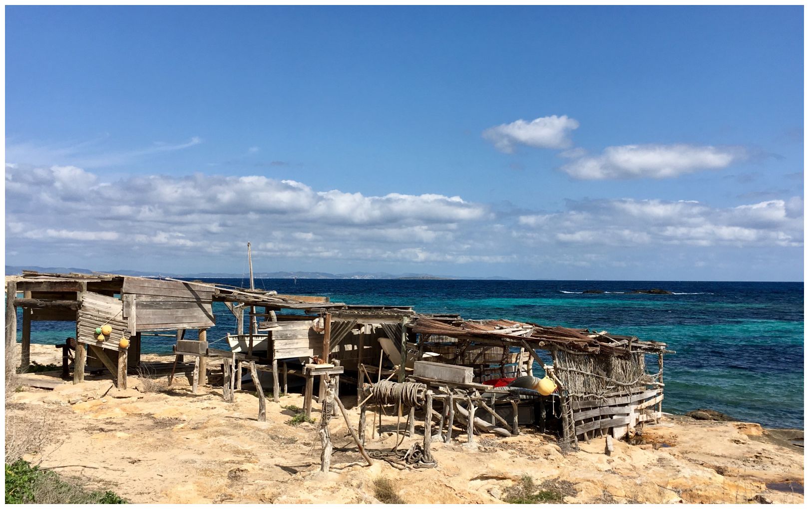 A fisherman's old house on the Es Pujols beach, Formentera island, Spain.