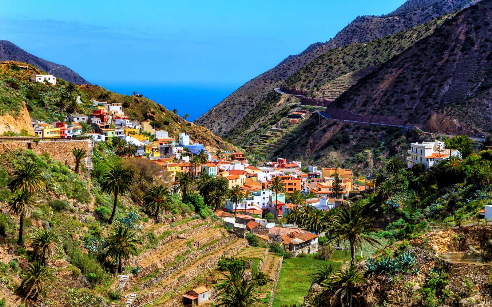 Village Vallehermoso, Island La Gomera, Canary Islands, Spain, Europe.