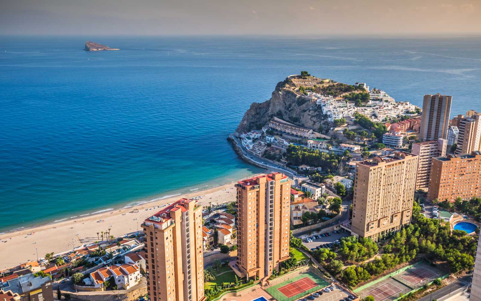Benidorm levante beach aerial view in alicante Spain