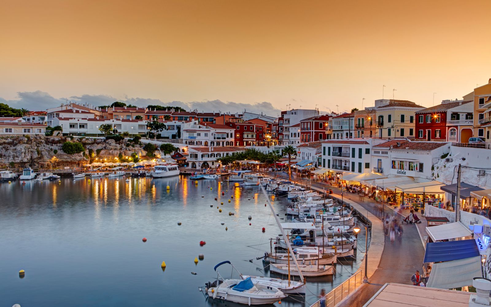 The little port of Es Castell at dusk, Menorca, Balearic Islands, Spain