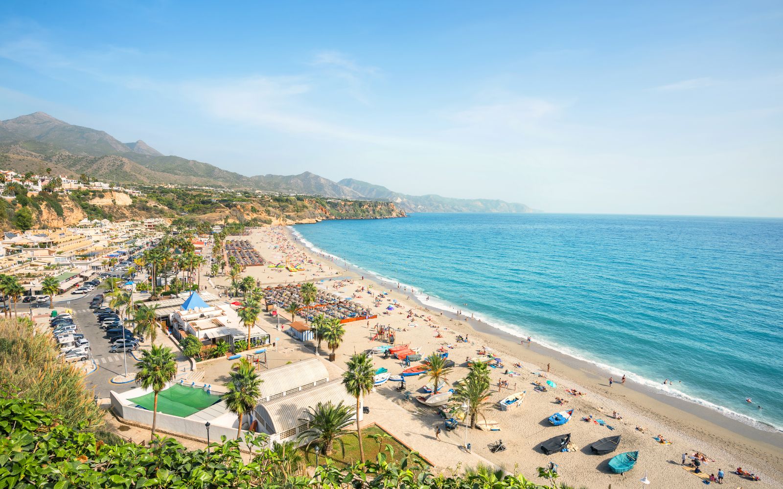 Nerja beach. Malaga province, Costa del Sol, Andalusia, Spain