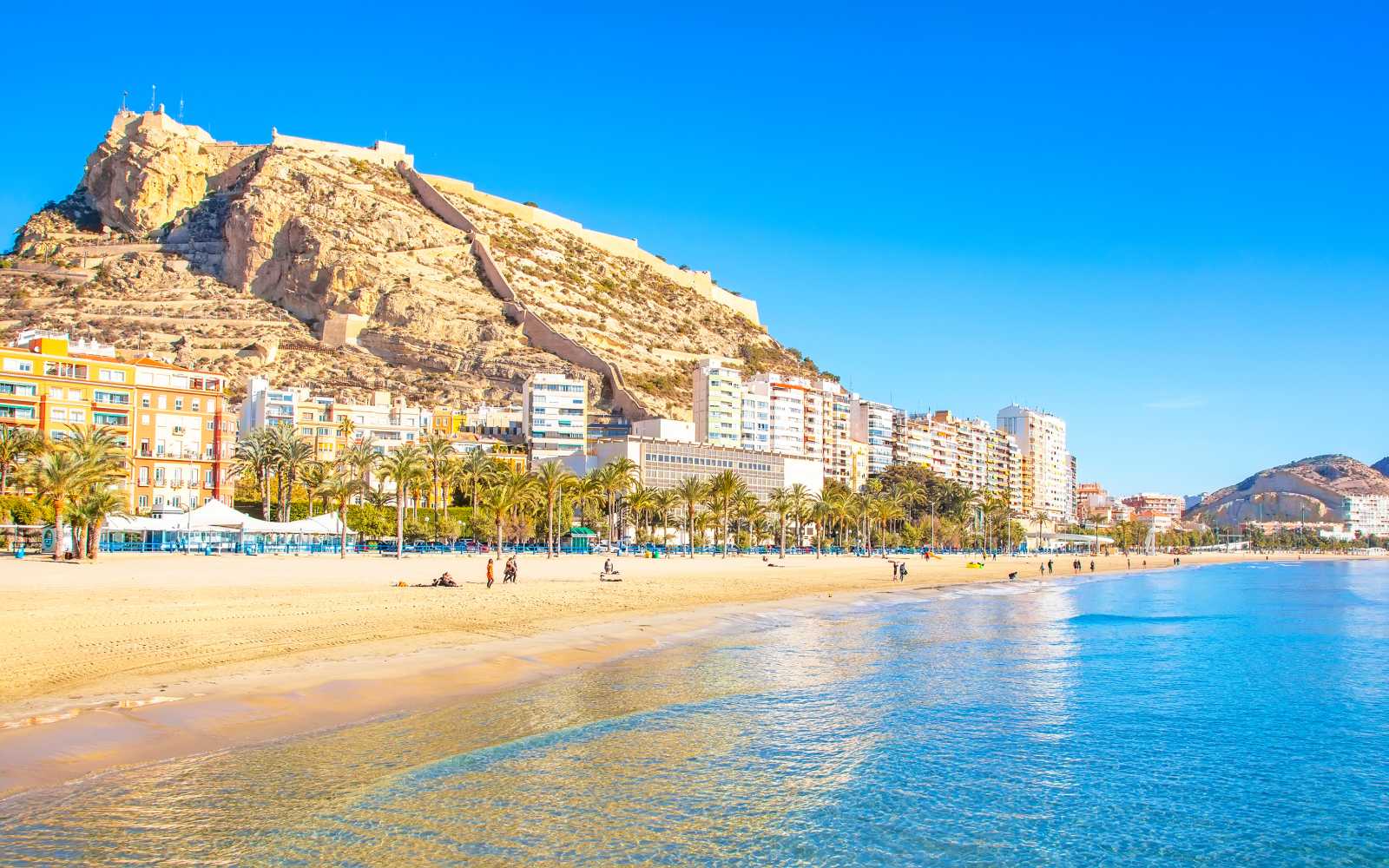 Postiguet beach and coastline in Alicante, Spain