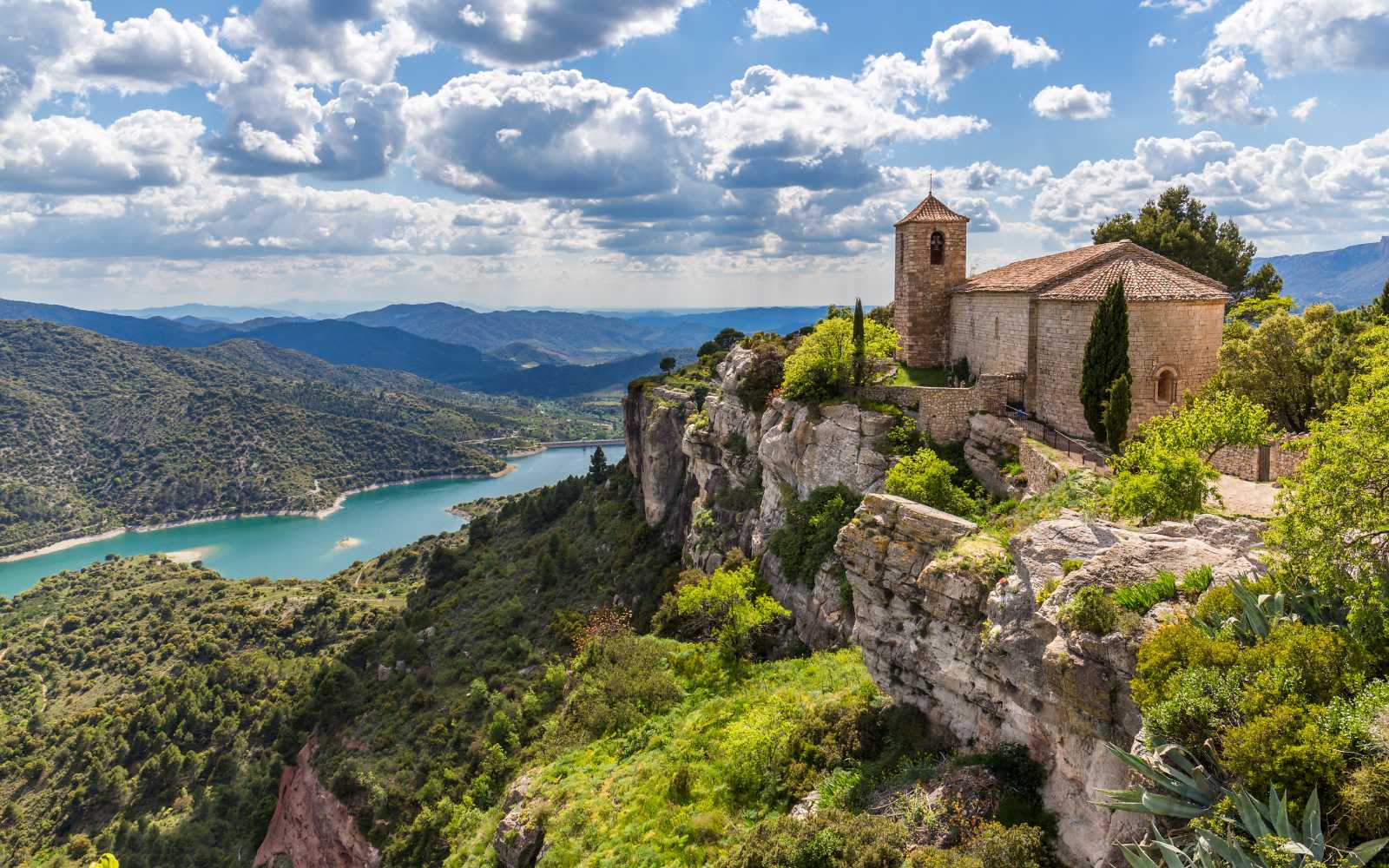 View of the Romanesque church of Santa Maria de Siurana in Catalonia