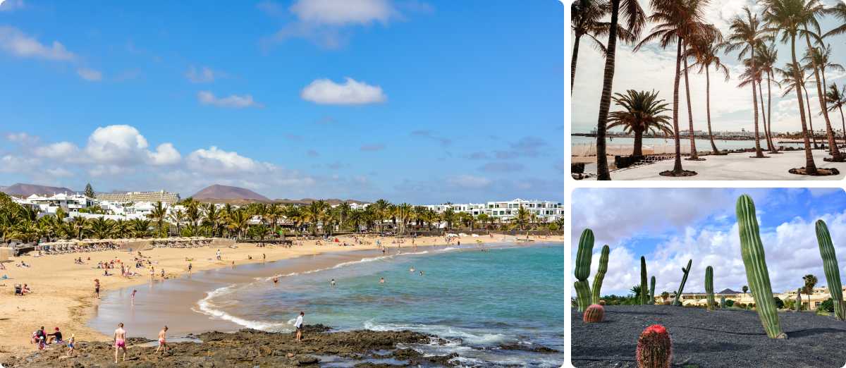 Collage of Costa Teguise, Lanzarote, Canary Islands, Spain.